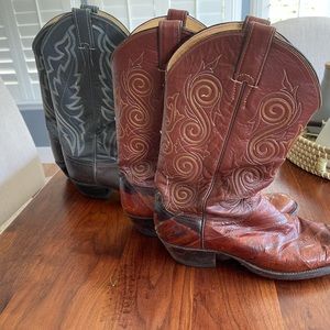 Justins eel skin and alligator skin, cowboy boots, men’s size 9 and 9 1/2